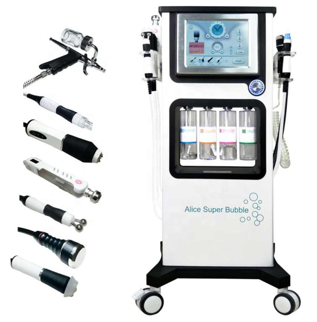 Alice Water Bubble OxyGen Super Facial Machine Hydra Microdermabrasion Machine Facial Aqua Peel Water Oxygen Jet Peel RF Cold Hammer Ultrasound Skin Scrubber - Image 2
