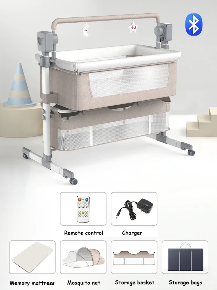 Baby bed Baby Crib Baby's cot Baby Rocking Bed with Mosquito Net Newborn Electric baby cot Sleeping Bed play pen for baby - Image 3