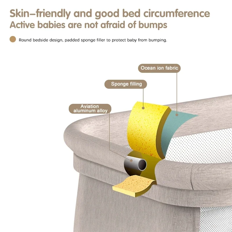 Baby bed Baby Crib Baby's cot Baby Rocking Bed with Mosquito Net Newborn Electric baby cot Sleeping Bed play pen for baby - Image 6