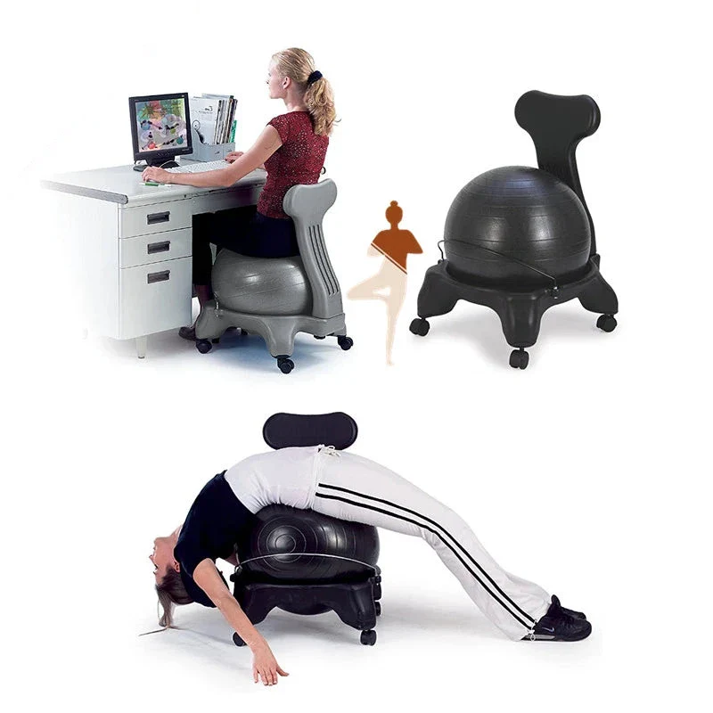 Balance Yoga Ball Chair With Roller, Home Explosion Proof Seat Maternity Fitness Safe Soft Elastic