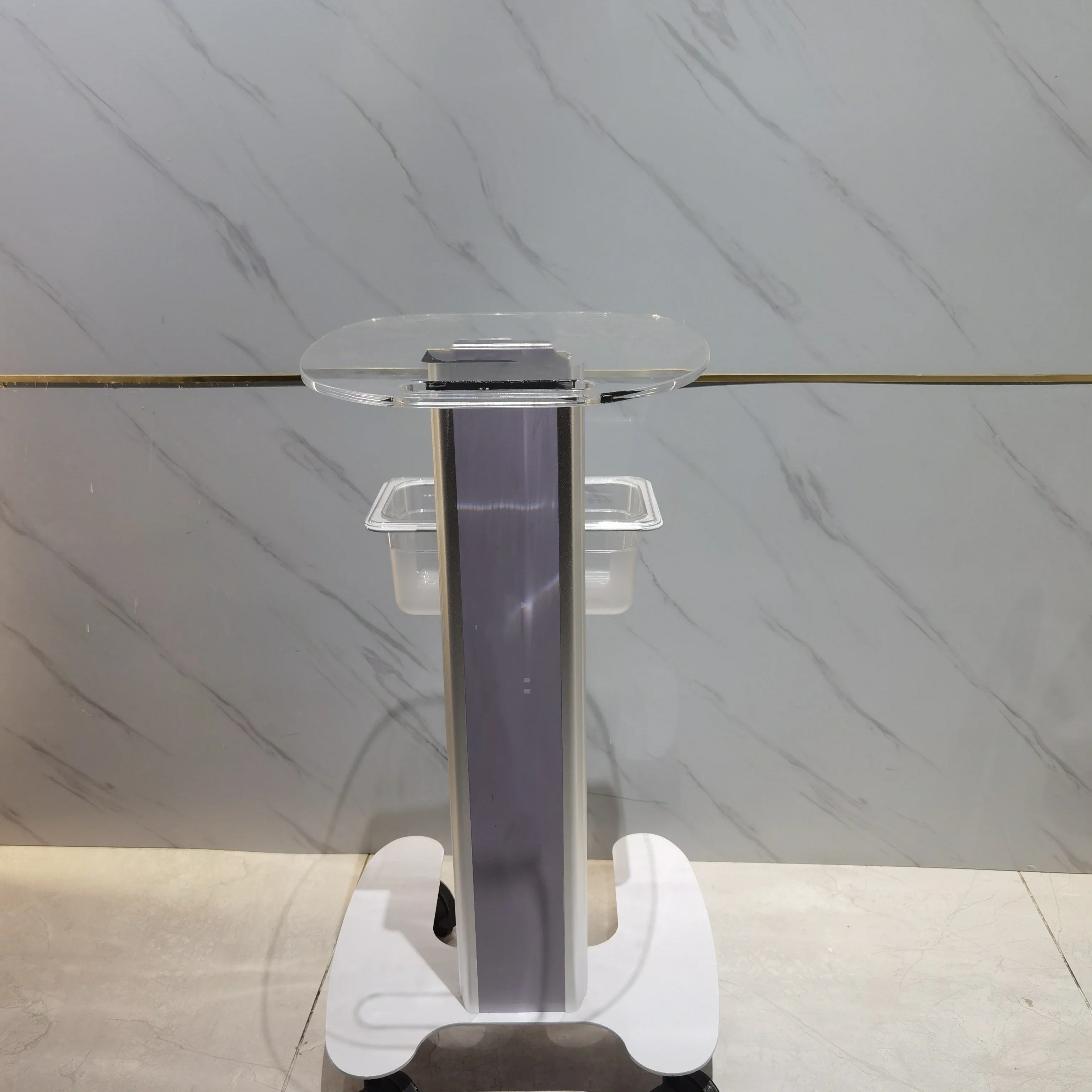 Beauty Salon Trolley Salon Use Pedestal Rolling Cart Wheel Aluminum Stand Wooden Board Appliance Parts for Spa - Image 6