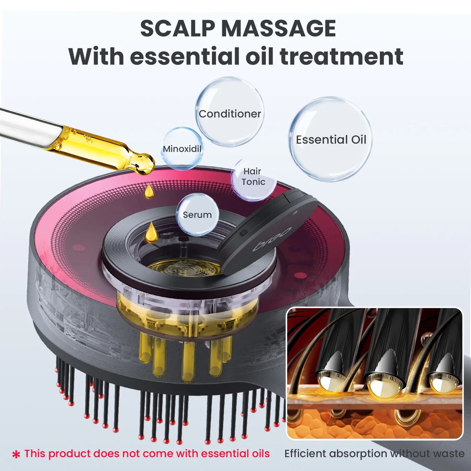 Breo Scalp3 Scalp Massaging Brush, Shiatsu Hair Scalp Massager with IPX7 Waterproof, Cordless Electric Massager for Scalp & Hair - Image 2