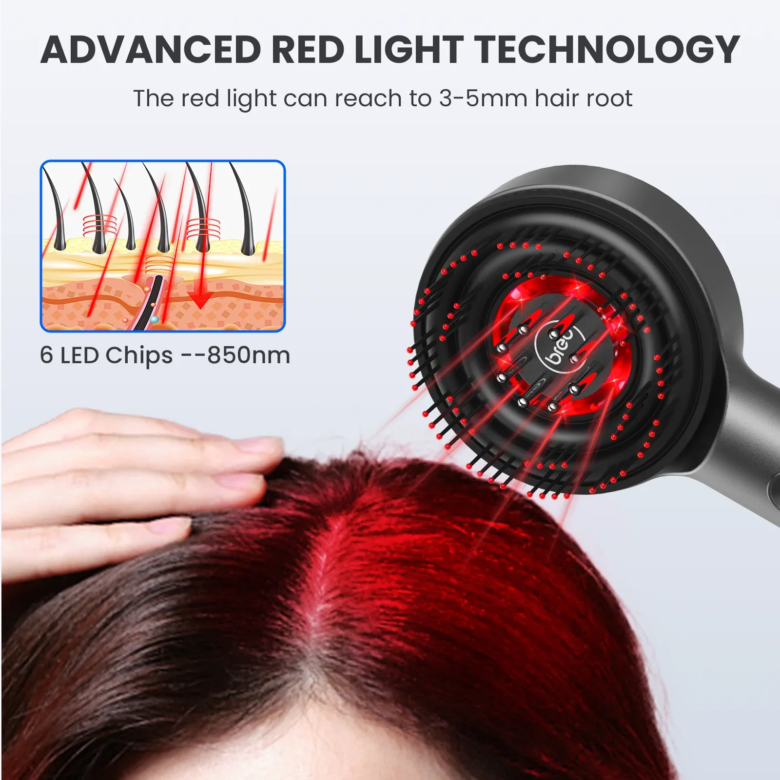 Breo Scalp3 Scalp Massaging Brush, Shiatsu Hair Scalp Massager with IPX7 Waterproof, Cordless Electric Massager for Scalp & Hair - Image 3