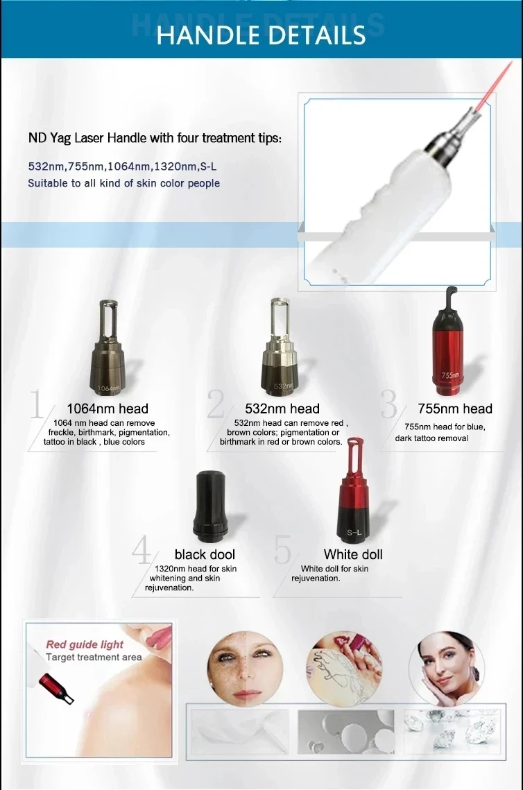CE Portable Q Switch Nd Yag Laser Tattoo Removal Machine 1064nm 532nm 1320nm Skin Whitening Pigment Removal Tattoo Remover Lazer - Image 3