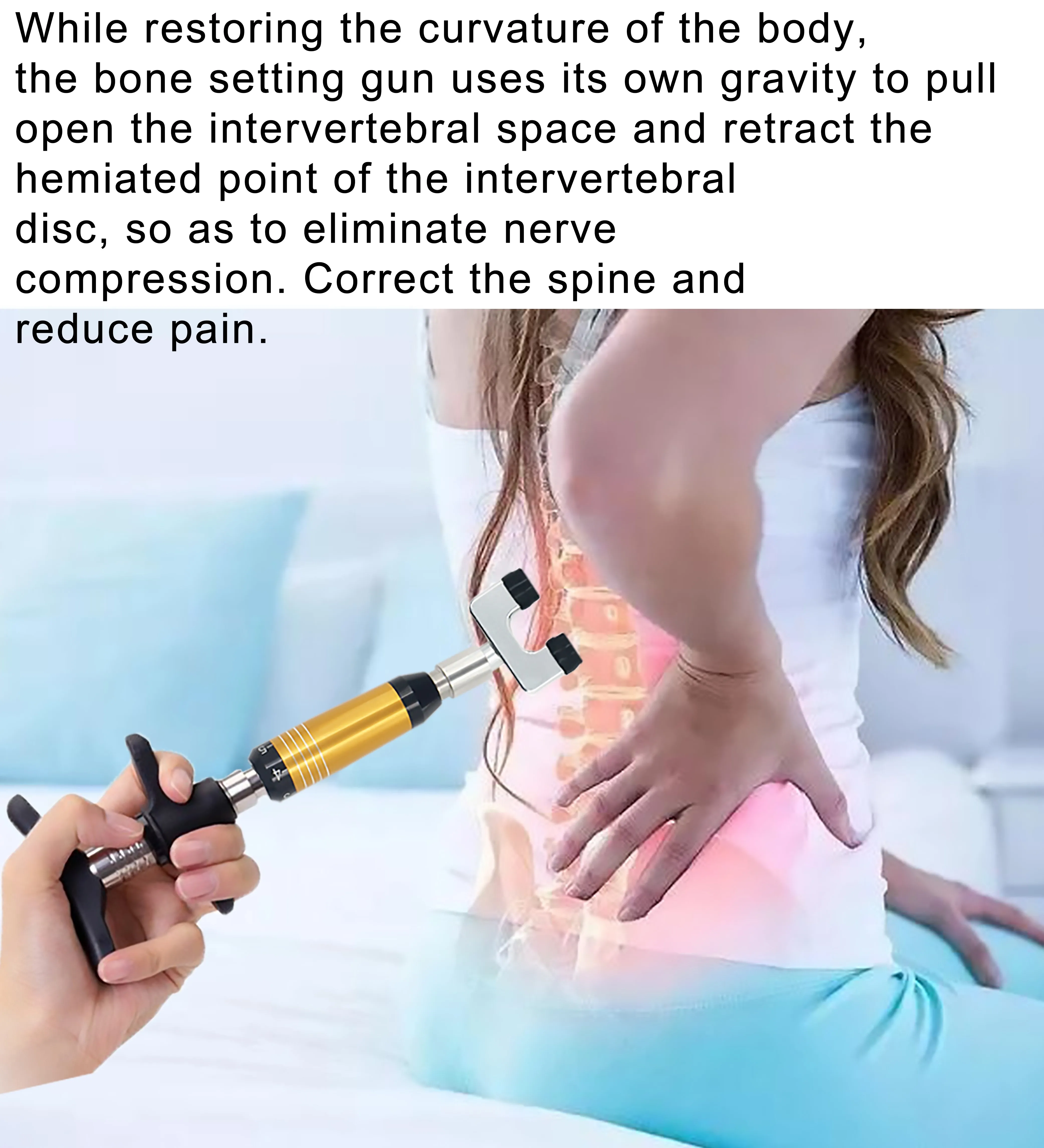 Chiropractic Adjustment Tool Spine 6 Levels 4 Heads Therapy Adjust Vertebration Tools Massager Manual Gun Set - Image 3