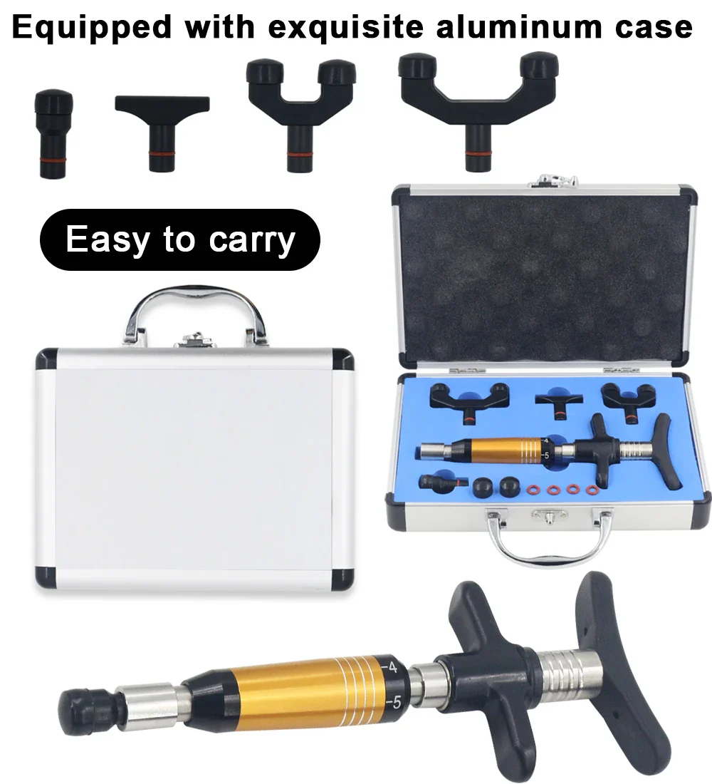 Chiropractic Adjustment Tool Spine 6 Levels 4 Heads Therapy Adjust Vertebration Tools Massager Manual Gun Set - Image 6