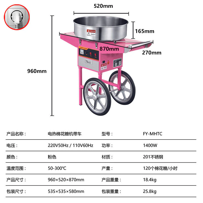 Commercial Quality Cotton Candy Machine Cart and Electric Candy Floss Macker - Image 3
