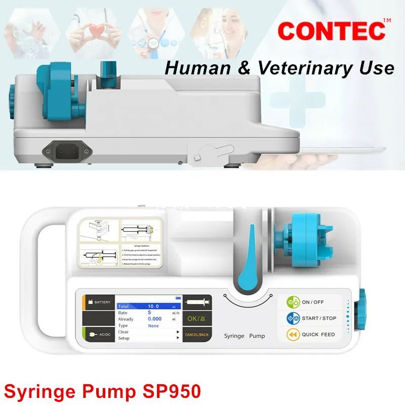 CONTEC Brand Syringe Pump SP950 LCD Real-Time Alarm Rechargable Battery For Human Or Veterinary Use - Image 3