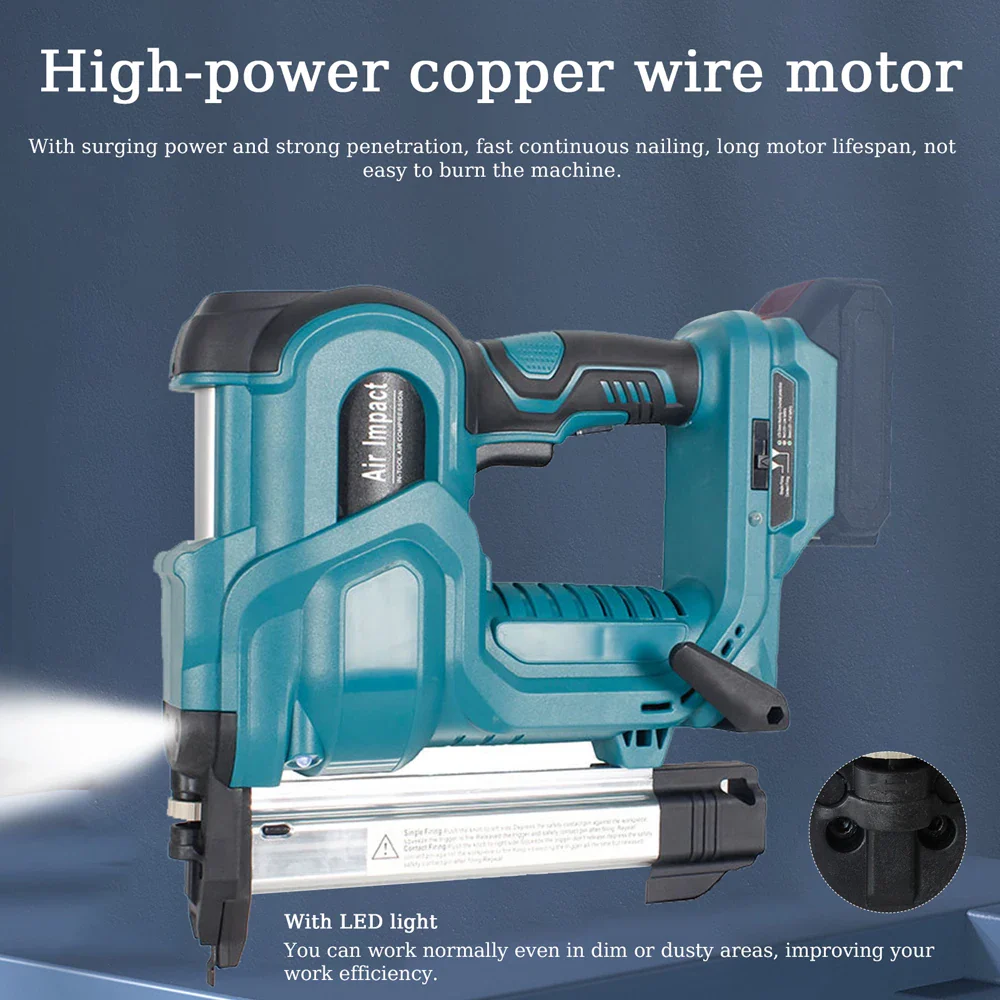 Cordless Nailing Machine Electric Stapler with 200pcs 32mm and 200pcs 50mm Nails For Makita Lithium Battery Electric Nailing Gun - Image 2