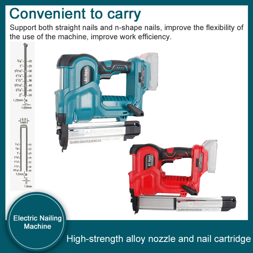 Cordless Nailing Machine Electric Stapler with 200pcs 32mm and 200pcs 50mm Nails For Makita Lithium Battery Electric Nailing Gun - Image 3