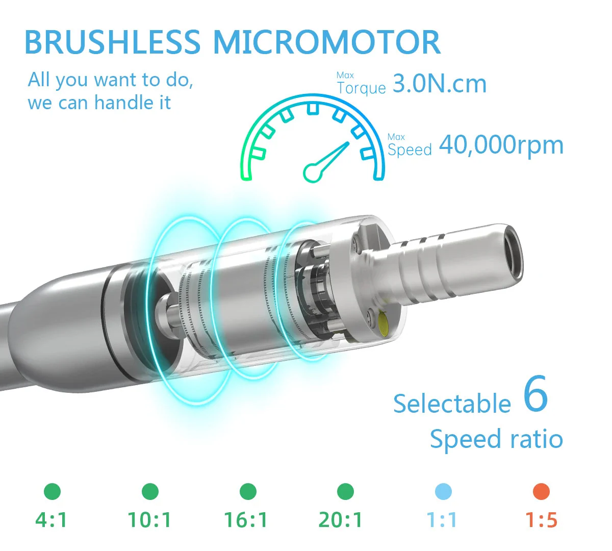 COXO Dental Electric Micromotor C-Puma with Fiber Optic for Minimally Invasive Repair Polishing Preparation Brushless Motor INT+ - Image 5