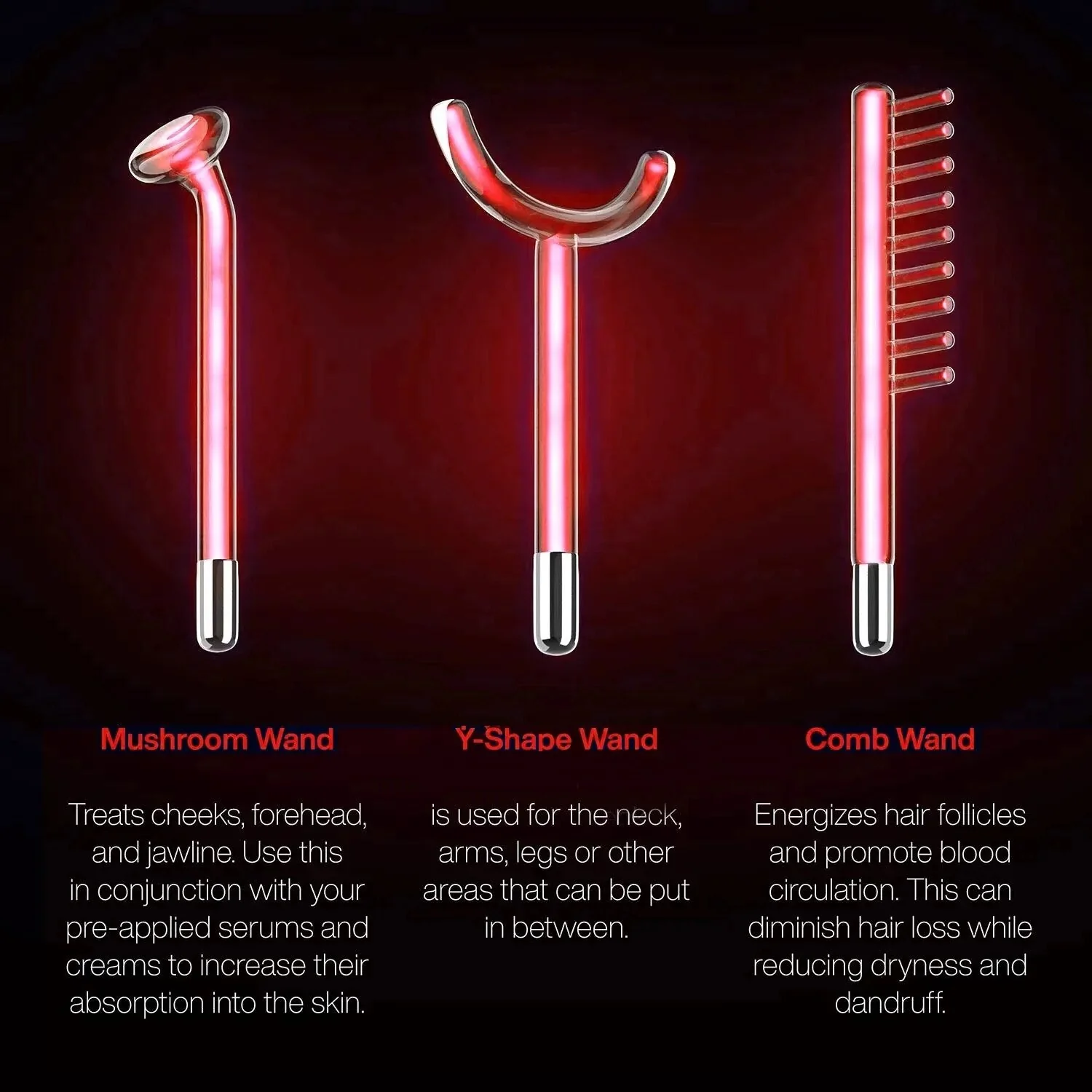 Darsonval Portable High Frequency Facial Machine Skin Therapy With 6 Neon & Argon Wands Remove Wrinkles Acne Facial Therapy Wand - Image 4