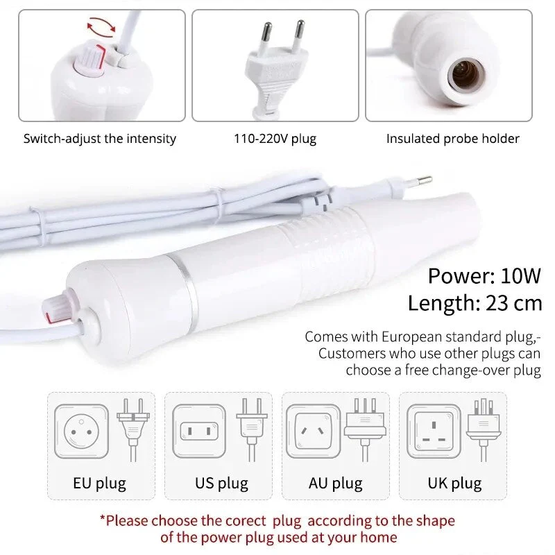 Darsonval Portable High Frequency Facial Machine Skin Therapy With 6 Neon & Argon Wands Remove Wrinkles Acne Facial Therapy Wand - Image 6