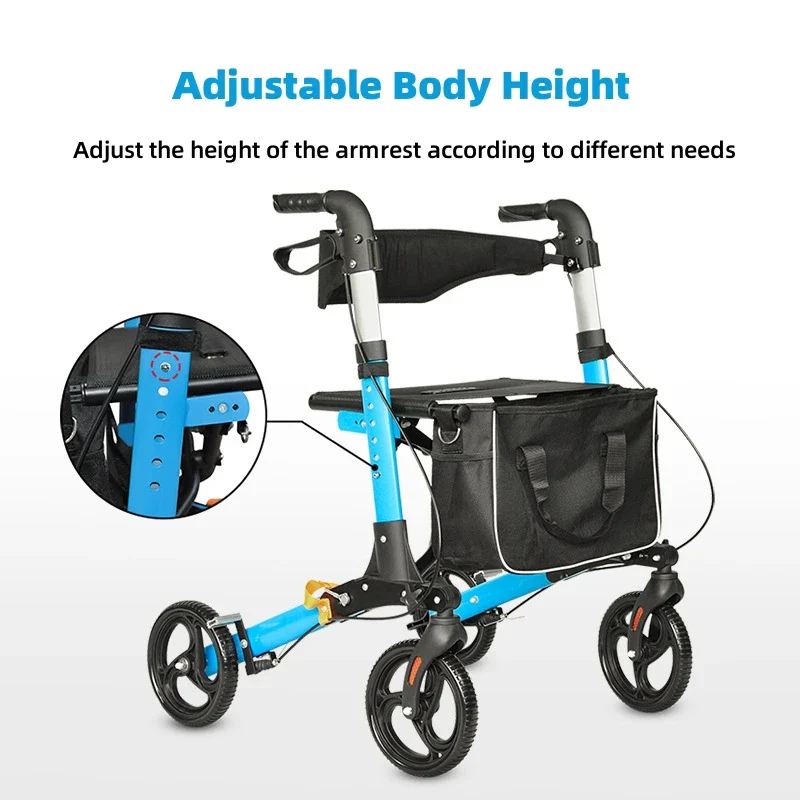 Elderly Disabled Rehabilitation Walking Assist Rollator Walker Aluminum Alloy Folding Pulley Training Mobility Aid Household - Image 5
