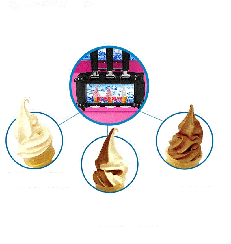 Electric 220/110V Soft Ice Cream Machine with 3 Different Flavors Fruit Freezer Hard Mixing Ice Cream Making Machine - Image 4