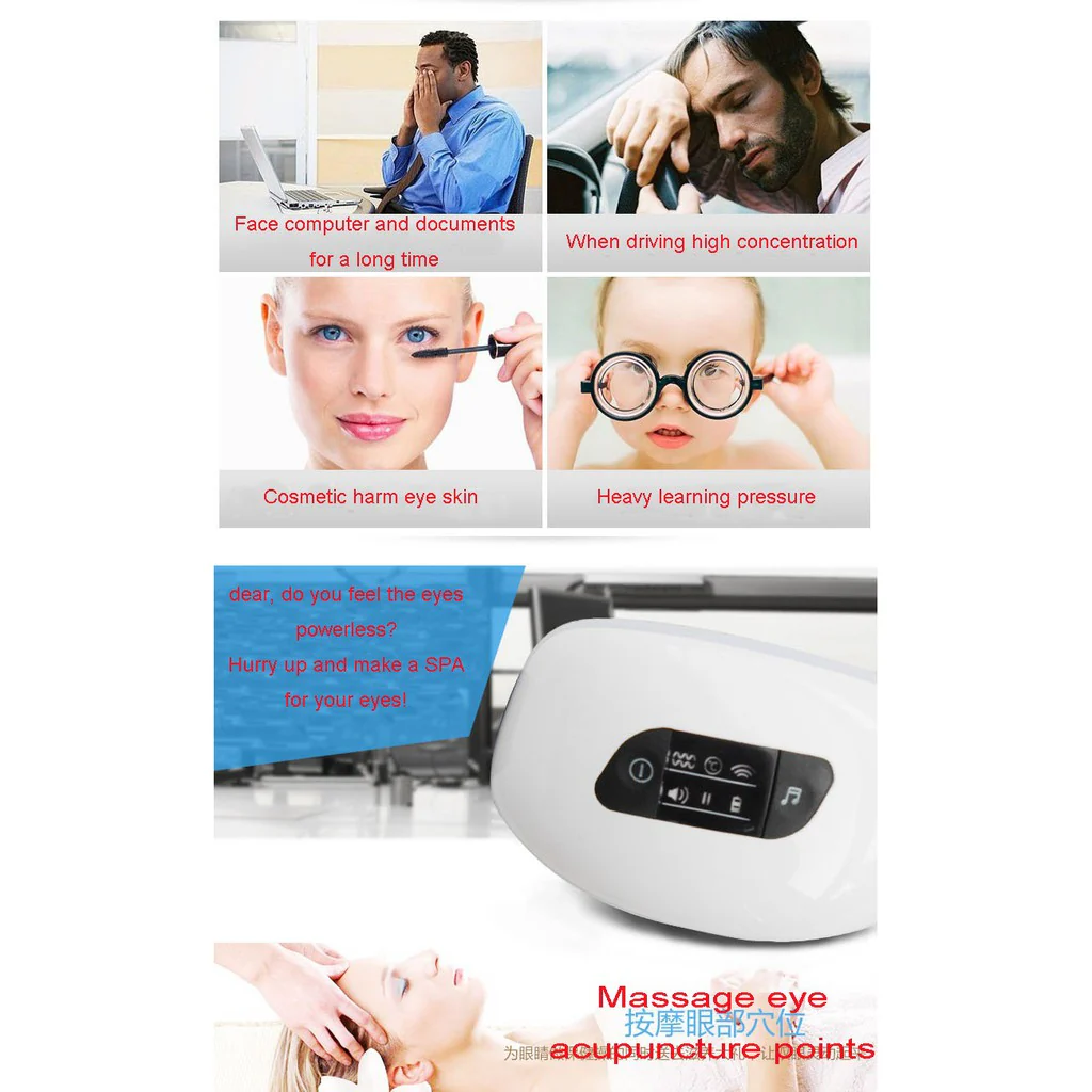Electric Air Pressure Eye Massager Wireless Music Vibration Magnetic Heating - Image 6