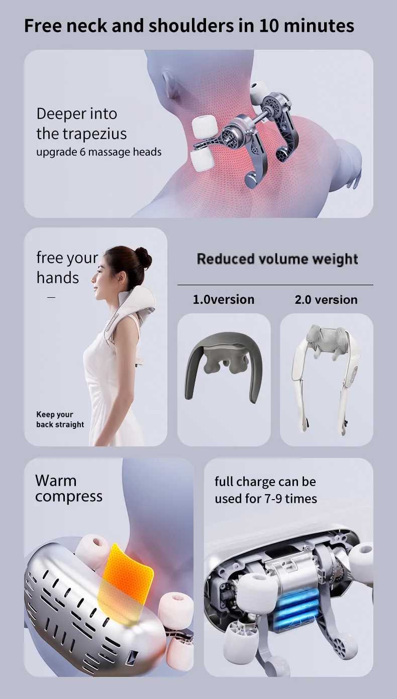 Electric Massage Shawl Neck Shoulder Anti-stress Relaxation Clip Cervical Relieve Wireless Neck Massager For Pain Relief Care - Image 2