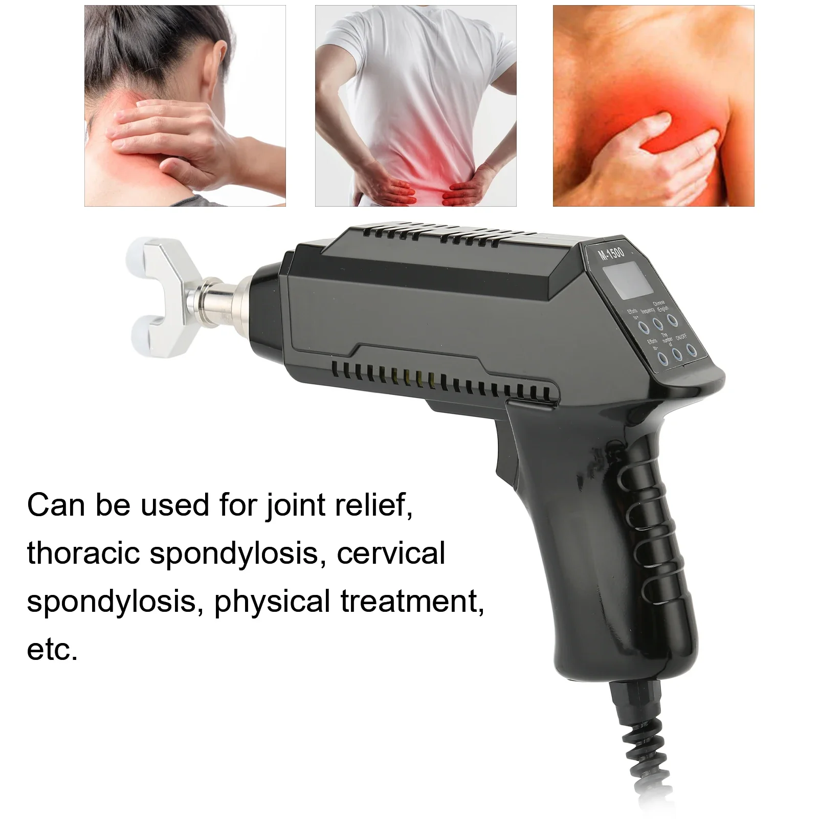 Electric Spine Massager 1500N Electric Chiropractic Adjusting Tool Adjuster 30-Level Cervical Spinal Correction Gun M-1500 - Image 2