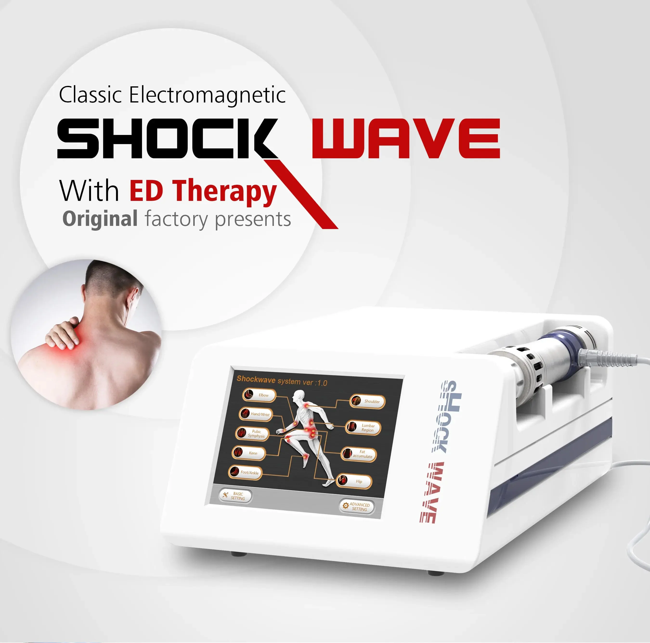 Electromagnetic Focused Shock Wave Therapy Machine With ED Treatment Pain Relief Extracorporeal Physiotherapy Shockwave Massager - Image 2