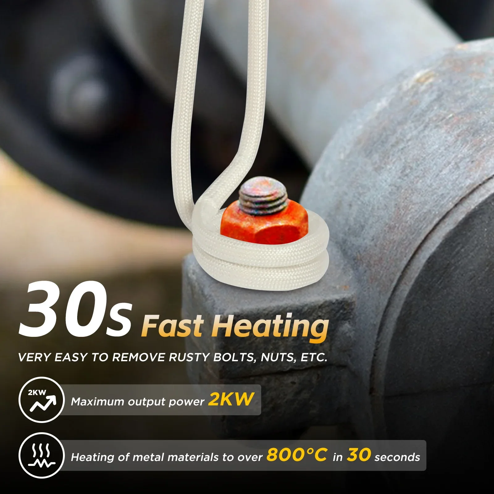 Electromagnetic Induction Heaters 1500W 800℃ Magnetic Induction Heater Flameless Heating Bolt Nut Rusty Screw Bearing Removel - Image 5