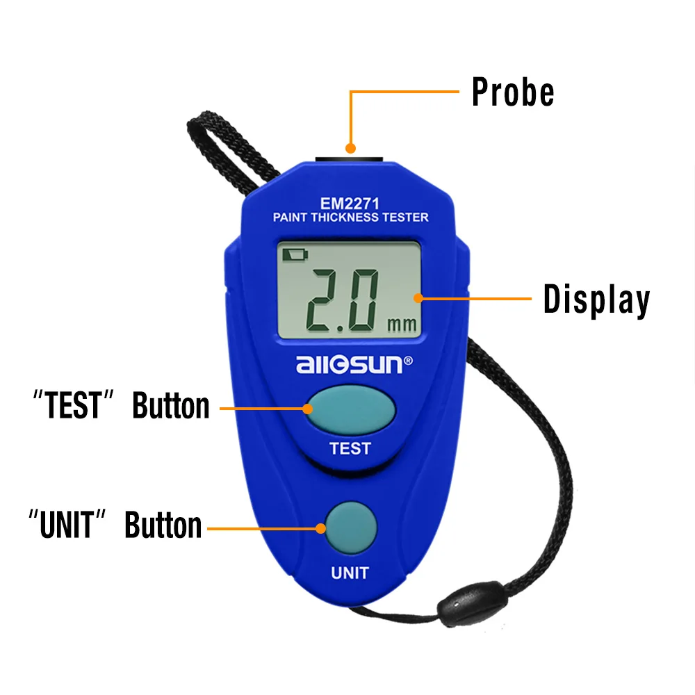 EM2271 Automotive Digital Display Coating Paint Film Thickness Gauge Iron-based Magnetic Plating Paint Thickness Gauge - Image 5