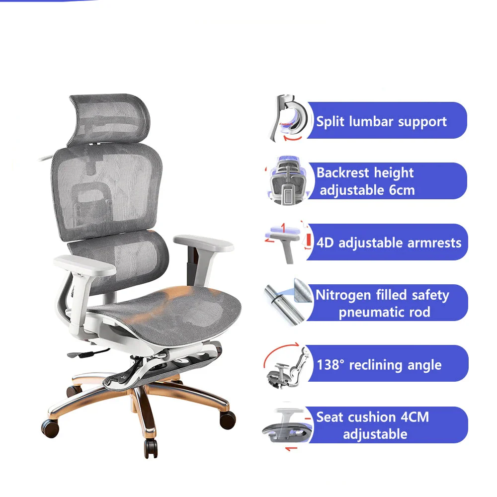 Ergonomic Chair Computer Chair Swivel Chair Office Seat Lift Gaming Chair 4d Alpha Separated Lumbar Breathable Mesh - Image 2