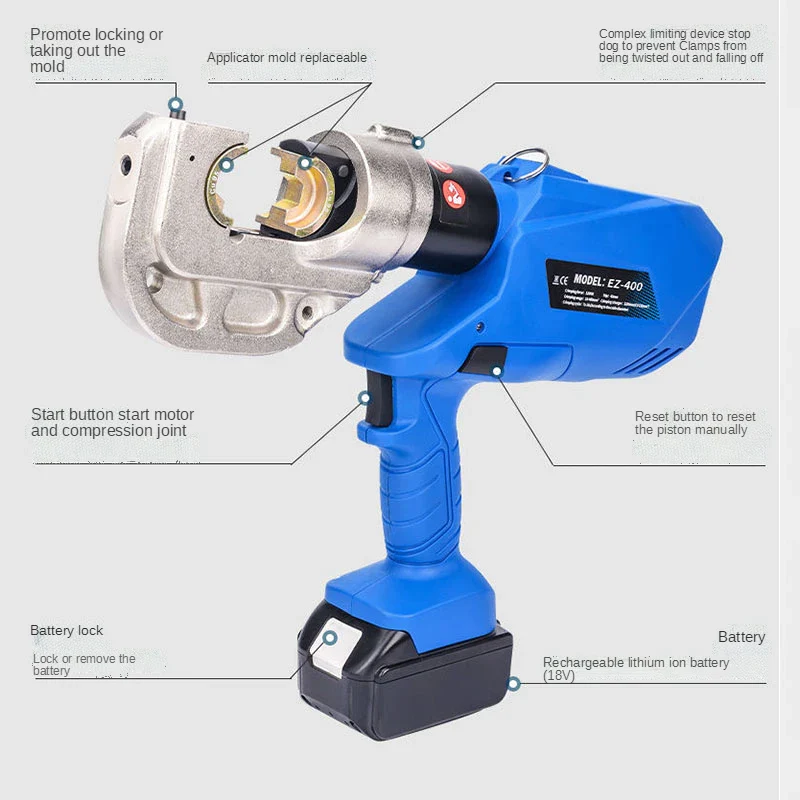 EZ-300/EZ-400 Rechargeable Hydraulic Pliers Electric Hydraulic Crimping Charging Crimping Tool Crimping Pliers ex-factory price - Image 4