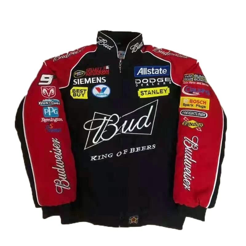 F1 Budweiser Racing Jacket Trendy Harajuku Motosport Aesthetic With Embroidery A122 A123 - Image 3