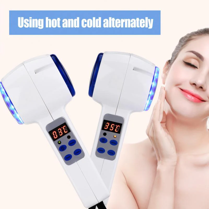 Face Care Device Hot and Cold Hammer Facial Skin Tighten Ultrasonic Cryotherapy Blue Photon Acne Skin Beauty Massager Beauty Salon - Image 2