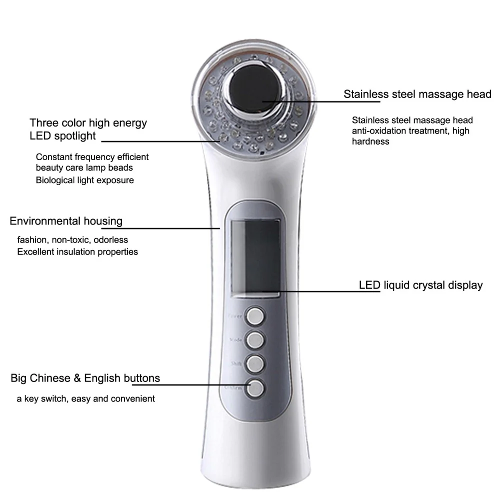 Facial Ultrasonic Cleaner Device Photon rejuvenation whitening Beauty tool ion nutrition conducting Ultrasonic Massager - Image 5