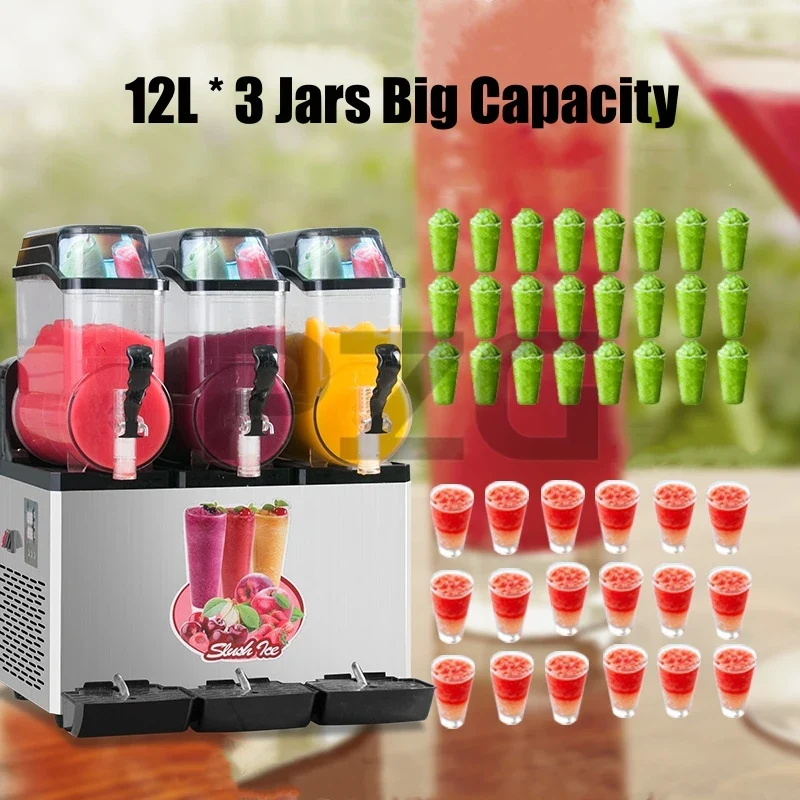 Factory Outlet Ice Cream Slush Machine Margarita Slush Maker 3 Tanks Commercial Slush Making Machine - Image 3