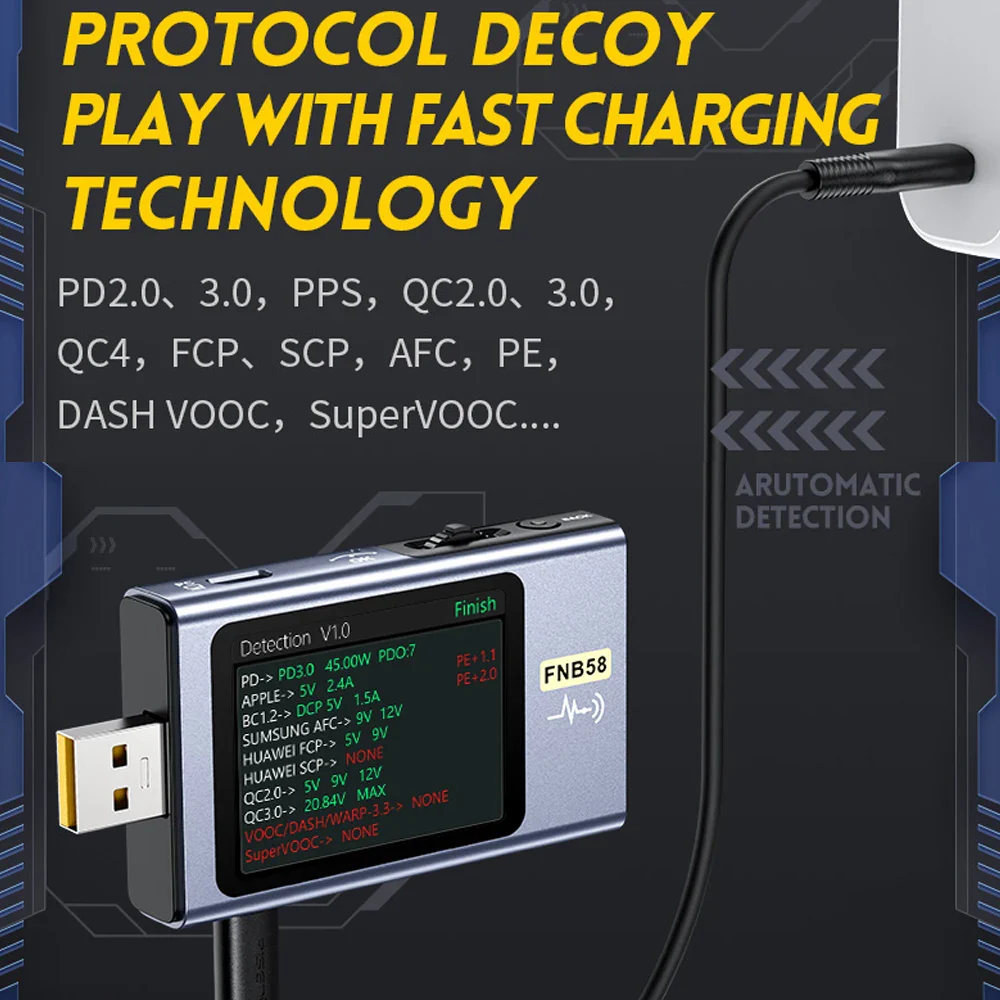 FNIRSI-FNB58 FNB48P USB Tester Voltmeter Ammeter TYPE-C Fast Charge Detection Trigger Capacity Measurement Ripple Measurement - Image 6