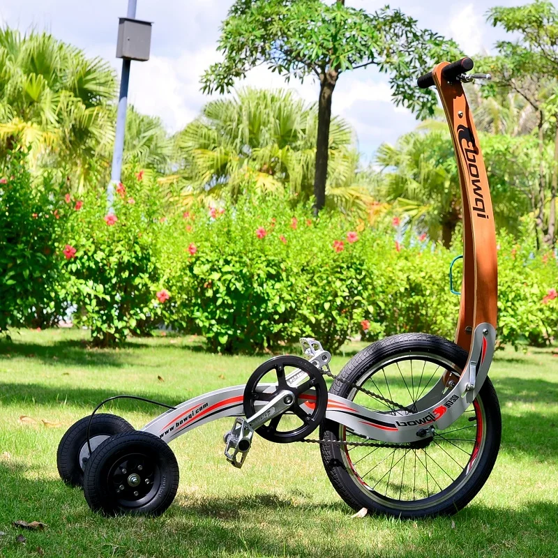 Fold 20 Inch Exercise Half Bike Bicycle Stand Riding Fitness Scooter With Three Wheels - Image 3