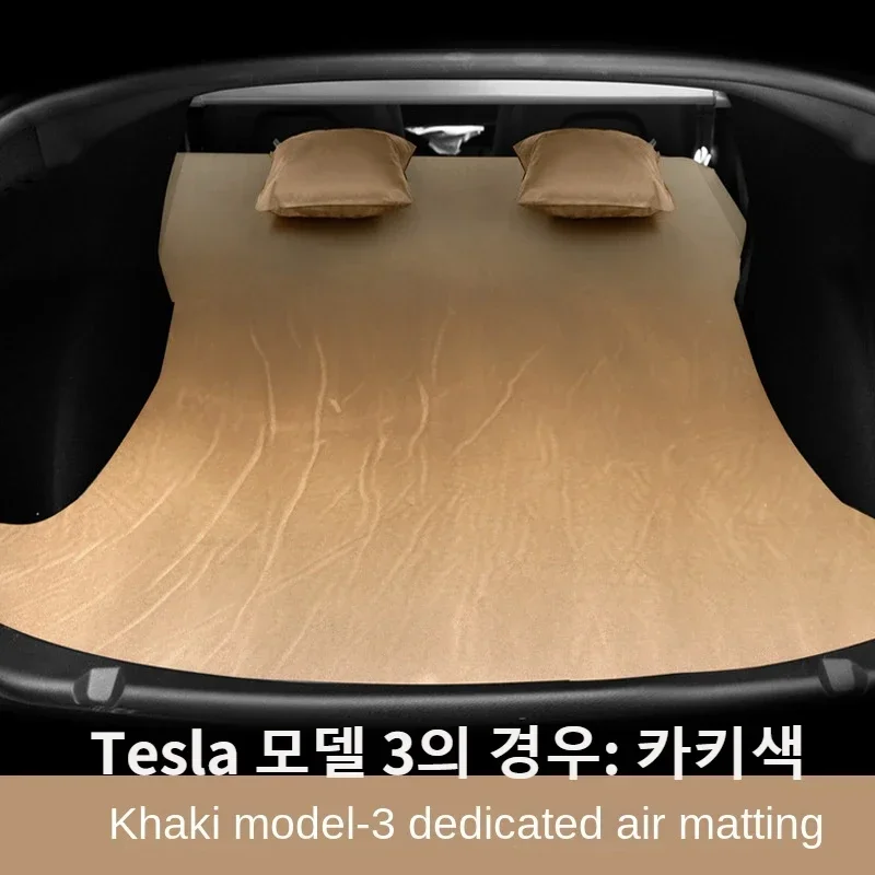 For Tesla Model 3 Model Y 2017-2024 Inflatable Air Mattress Outdoor Camping Inflatable Special Suede Fabric Car Travel Bed - Image 12