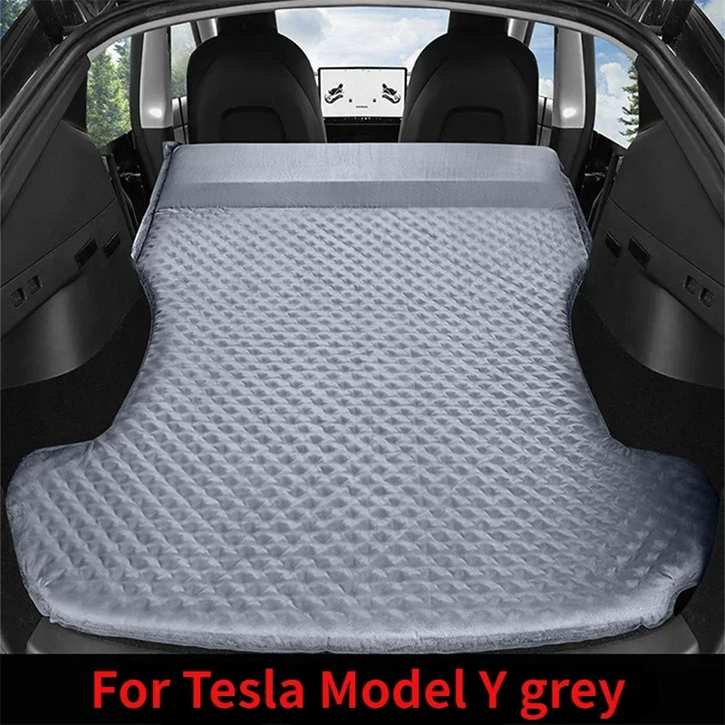 For Tesla Model 3 Model Y 2017-2024 Inflatable Air Mattress Outdoor Camping Inflatable Special Suede Fabric Car Travel Bed - Image 14