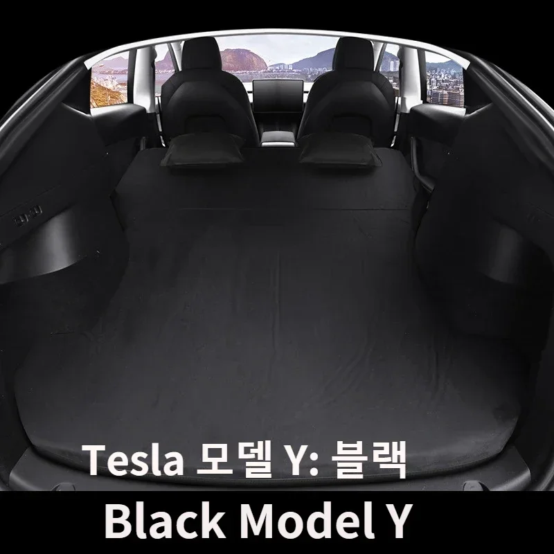 For Tesla Model 3 Model Y 2017-2024 Inflatable Air Mattress Outdoor Camping Inflatable Special Suede Fabric Car Travel Bed - Image 9