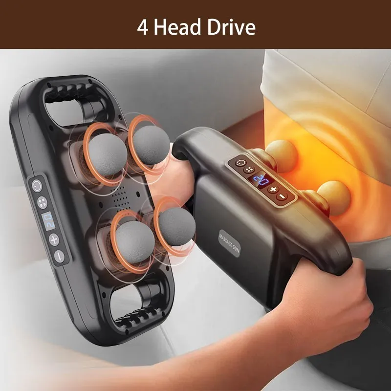 Four-Head Fascia Gun,6 Modes 20 Levels of Intensity for Whole Body Vibration,Deep High Frequency Muscle Relaxation - Image 3
