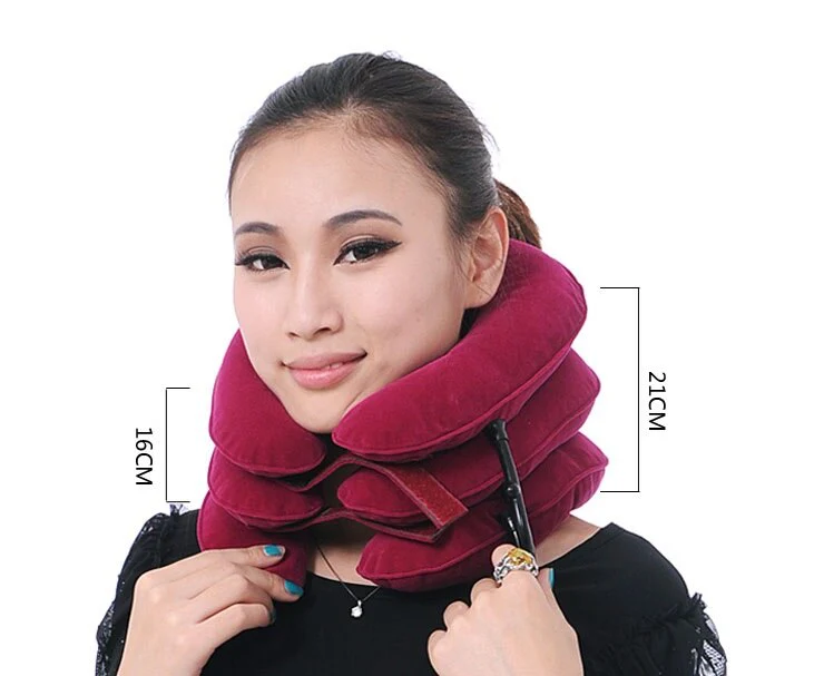 Full velvet neck traction device household medical inflatable collar cervical vertebra traction - Image 5