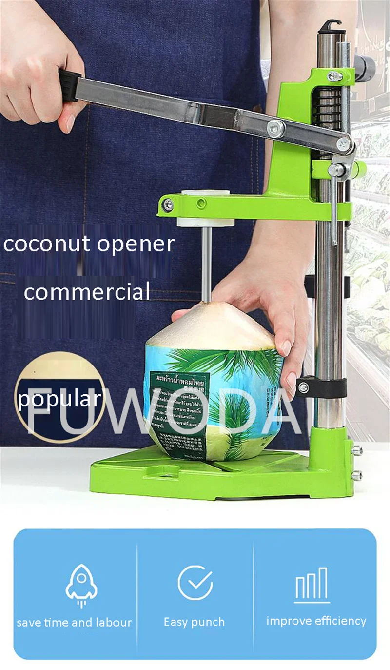 Green Coconut Punching Machine Fruit Open Drilling Knife Stainless Steel Manual Coconut Cap Opener Coconut Shell Opening Tool - Image 2