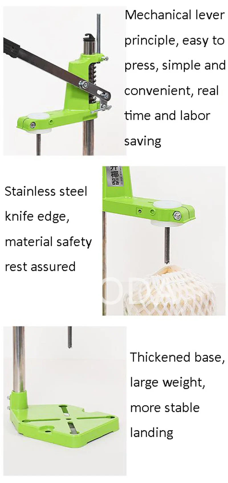 Green Coconut Punching Machine Fruit Open Drilling Knife Stainless Steel Manual Coconut Cap Opener Coconut Shell Opening Tool - Image 6