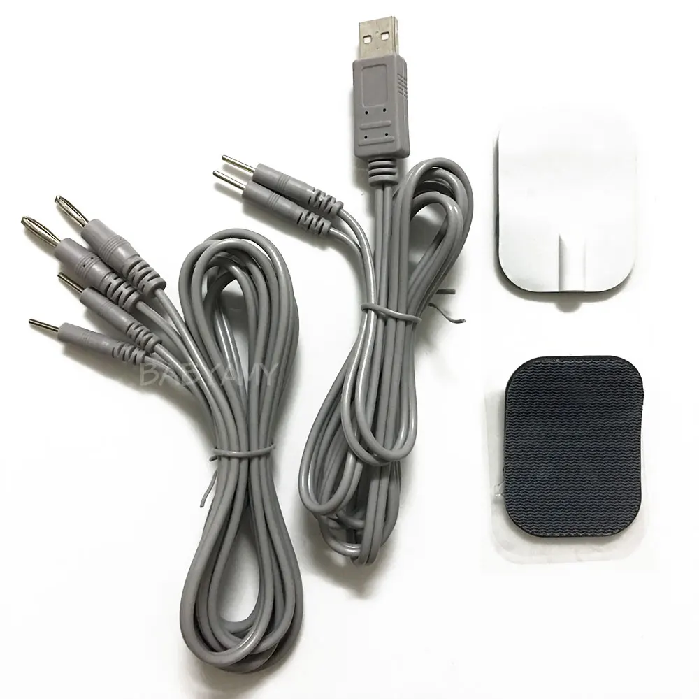 Haihua Accessories USB Banana plug 1 to 2 Conductive Electrodes Pads Silicone Gel Safe Electrode Pads 6x4.5cm