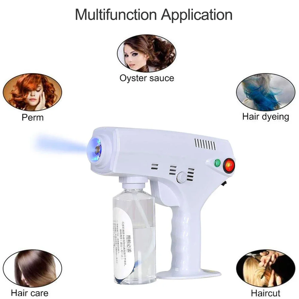 Hair Spray Nano Hair Steamer Nano Steam Gun Hair Coloring Hair Care Facial Skin Spa Humidifier 280ML Tank Blue Nano Mixed Vapor - Image 4