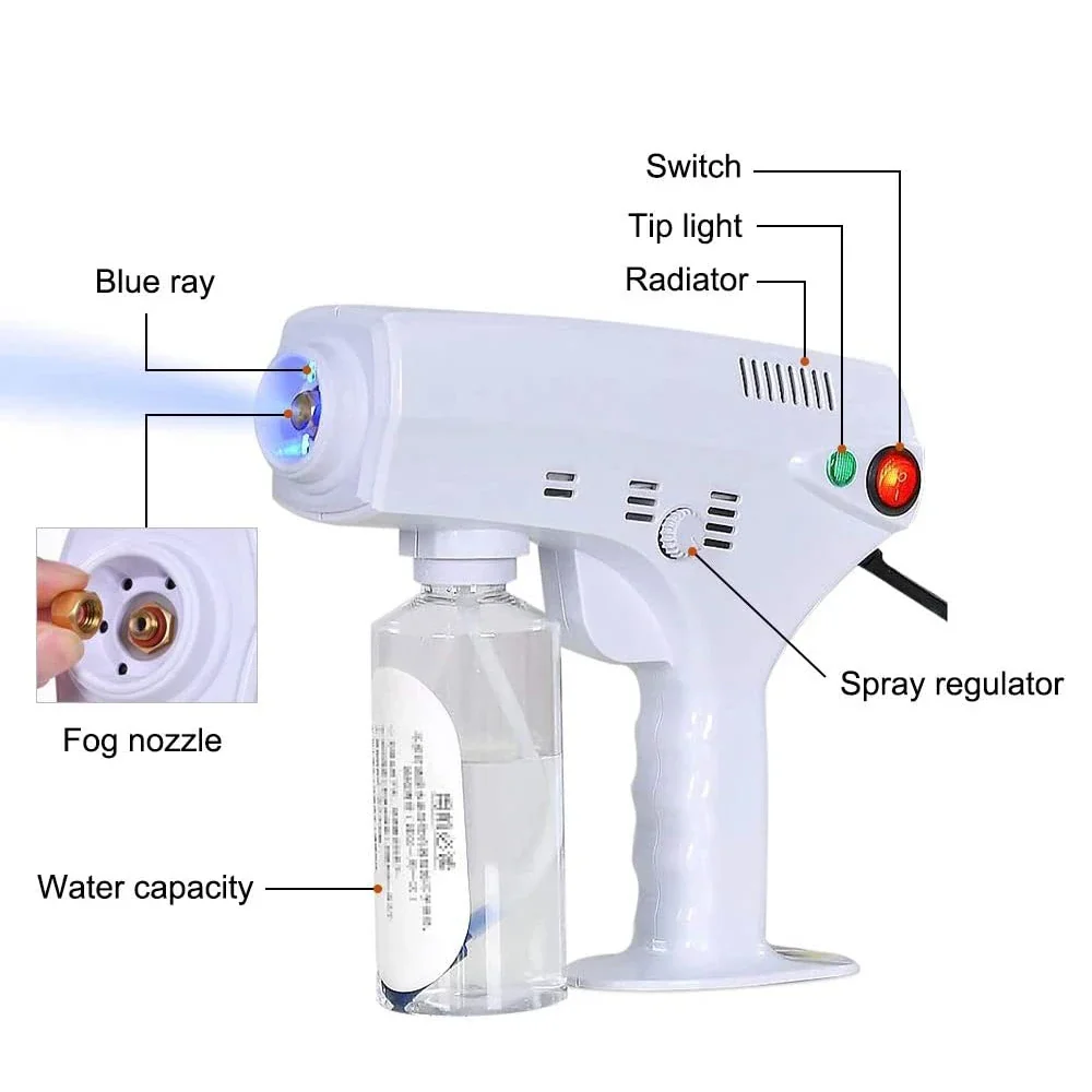 Hair Spray Nano Hair Steamer Nano Steam Gun Hair Coloring Hair Care Facial Skin Spa Humidifier 280ML Tank Blue Nano Mixed Vapor - Image 5