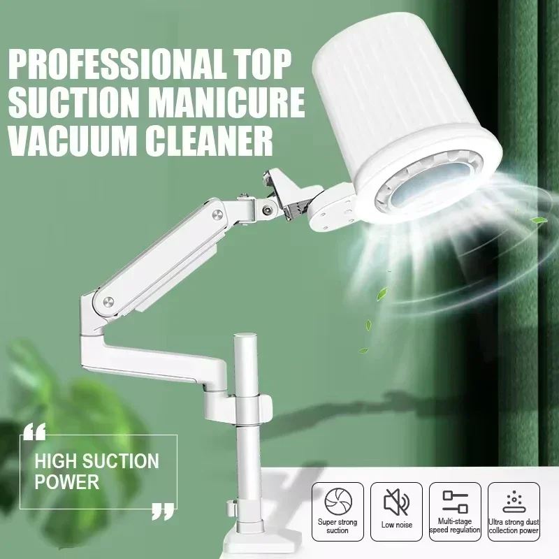 High-End Nail Art Vacuum Cleaner with 4 White Holder Tools - Superior Suction Quiet Design for Commercial Nail Salons - Image 2