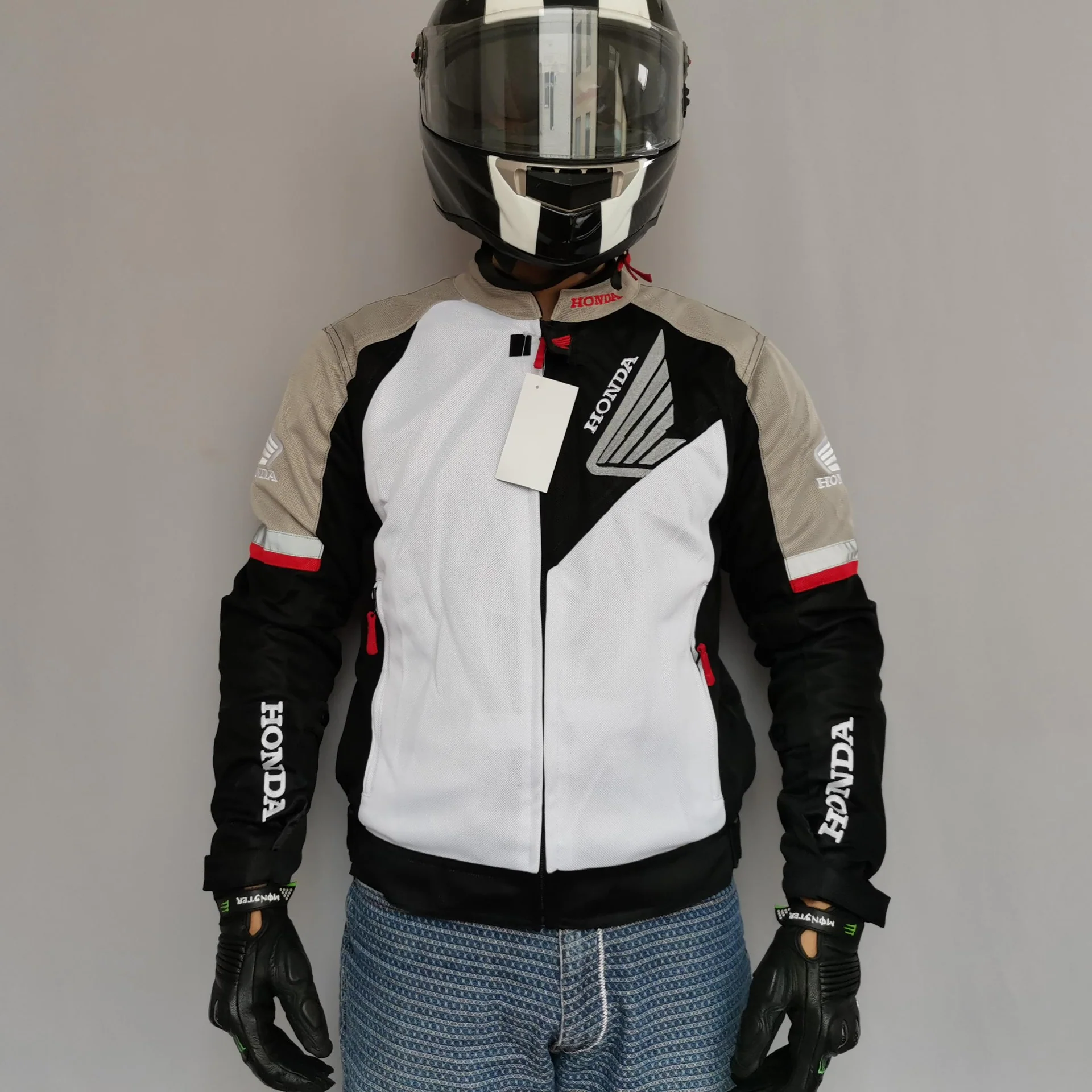 Honda Motorcycle Jacket Oxford Fabric Summer Breathable With 5 Pieces Removable Protectors - Image 5