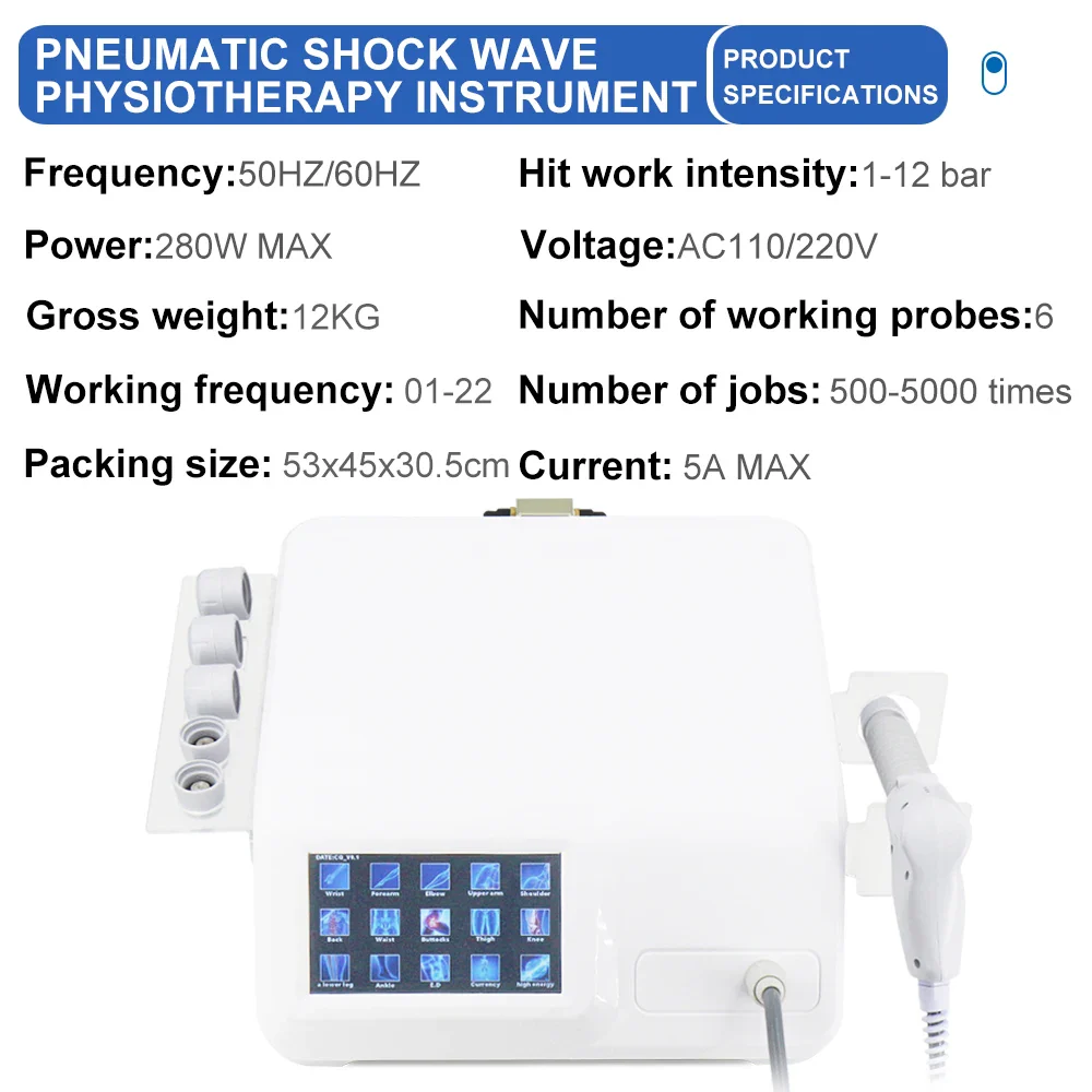 Hot Sale Pneumatic Shockwave Therapy Machine For ED Treatment Pain Relief 12Bar Professional Shock Wave Body Relaxation Massager - Image 4