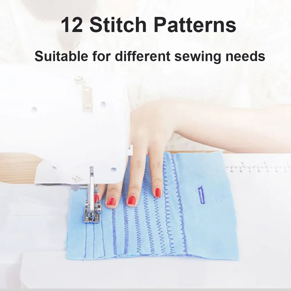 Household Sewing Machine Portable Electric Sewing Machines with 12 Built-in Stitch Patterns Light Adjustable Speed Control - Image 5