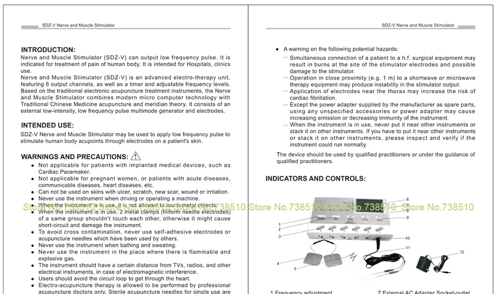 Hwato SDZ-V 6 Channel Electronic Acupuncture Therapy apparatus.Nerve and muscle stimulator Massage.LCD TENS Physical Therapy - Image 7