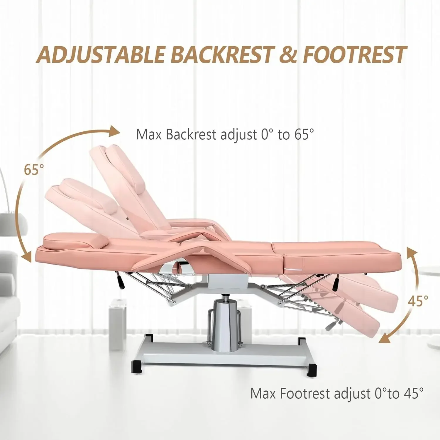 Hydraulic Facial Bed Massage Table, Multi-Purpose 3-Section Tattoo Chair Esthetician Bed, Adjustable Beauty Salon Spa E - Image 5