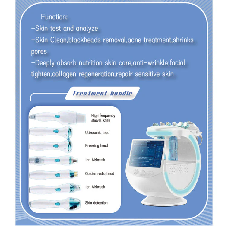 Ice Blue Hydro Machine 7 In 1 Skin Analysis Skin Care Device for Facial Cleansing Deep Pore Vacuum Hydra Skin Lift Anti-aging - Image 7